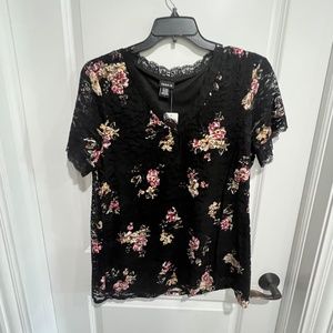 Black Floral Lace Top